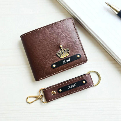 Personalised men's wallet and keychain gift set